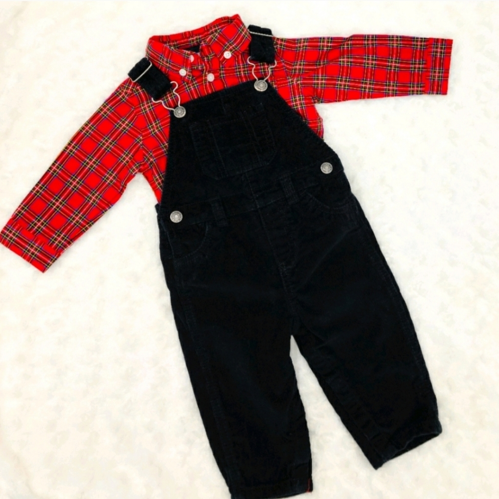 Carter's baby boy holiday corduroy overalls bundle size 9 months - Picture 2 of 9
